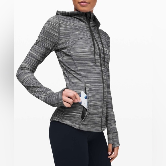 Lululemon Hooded Define Jacket Nulu Heathered Black White Full Zip Soft Sz 4 - Picture 2 of 13